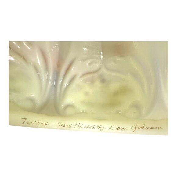 Fenton Hand-Painted Glass Lamp By Diane Johnson With Floral Motif - Picture 7 of 10